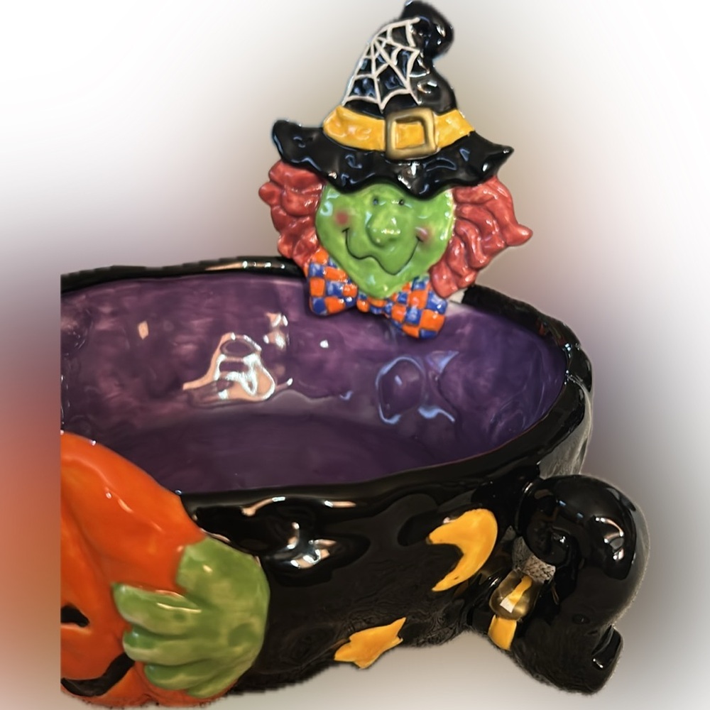 Halloween Witch and Pumpkin Bowl - Picture 4 of 8